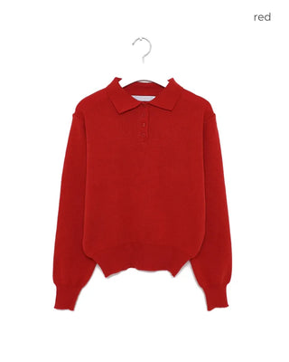 Half-button collar knit
