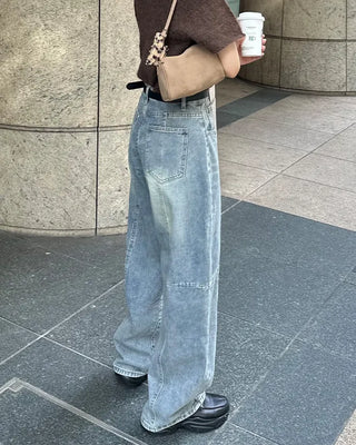 Side yoke seam wide jeans