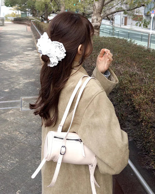 Faux leather buckle shoulder bag