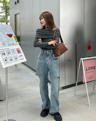 Slim-fit off-shoulder t-shirt