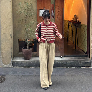 Striped bouclé cardigan