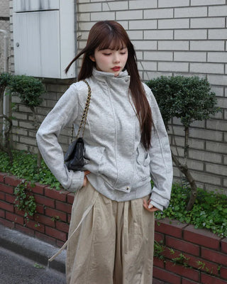 High-neck zip-up jacket