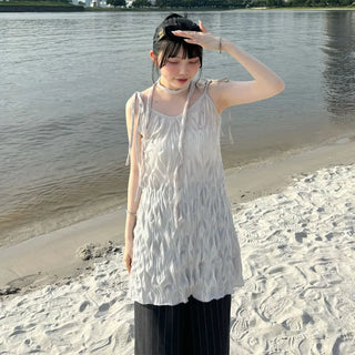 Sleeveless dress with scarf set