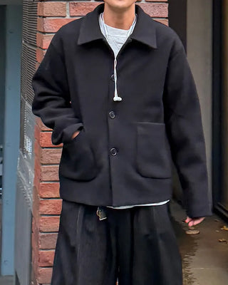 Minimalist wool collar jacket