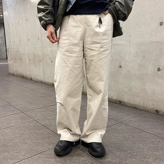 Brushed-back cotton pleated pants