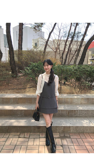 (2 colors) Basic Tie Blouse