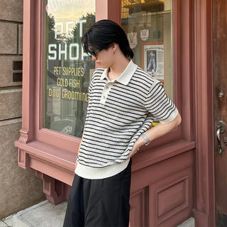 Color Button Border Knit