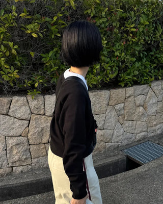 Waffle V-neck sweatshirt