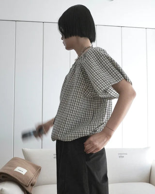 Checked string blouse