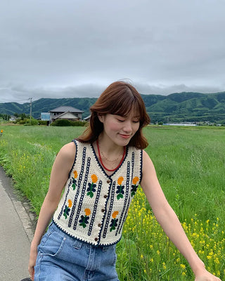 Flower Crochet Knit Vest