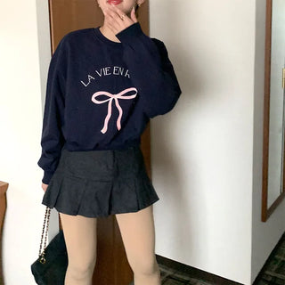 Ribbon print sweatshirt