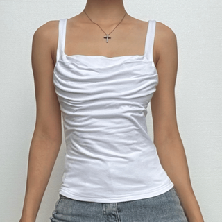 Sleeveless ruched solid backless cami top
