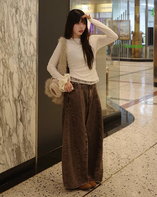 Lace-layered off-shoulder t-shirt