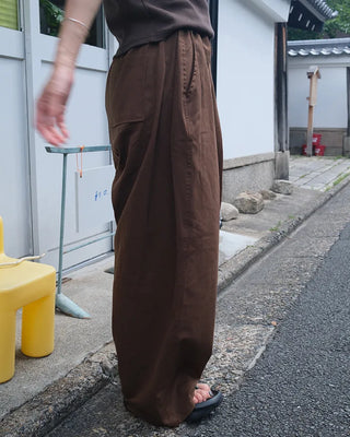 Twill balloon wide pants