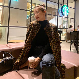 Leopard print oversized shirt