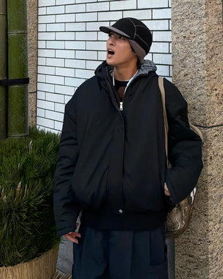 Checked Hooded Layered Overblouson