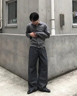 Semi-Clothed Polo Knit Cardigan