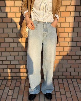 Washed oversized denim pants