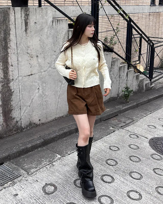 Crop Cable Knit Cardigan