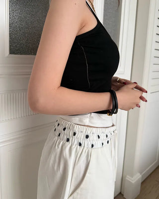 Polka Dot Layered Wide Pants