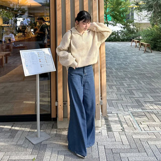Half-zip knit top