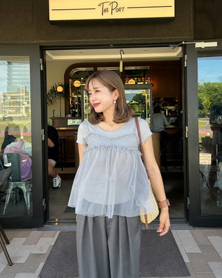Sheer bustier & short-sleeved T-shirt set
