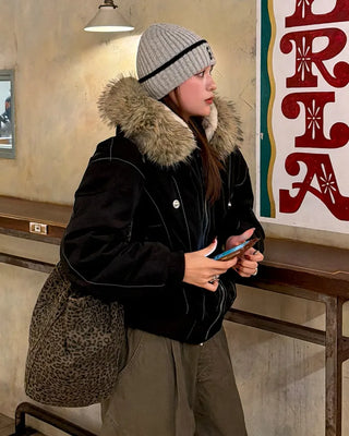 Raccoon fur hooded jacket