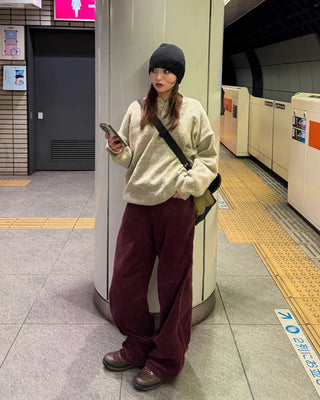 Corduroy wide-leg pants