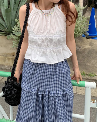 Shirred halter neck blouse