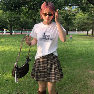 Printed cropped short-sleeved T-shirt