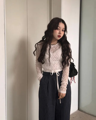 Lace long-sleeve T-shirt