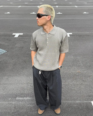 Linen color short-sleeved knit