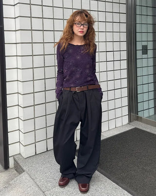 Floral print sheer long t-shirt