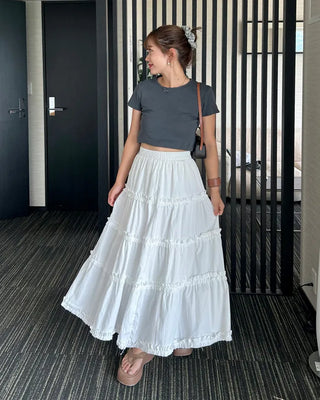 Frilled Can-Can Long Skirt