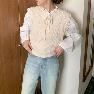 Ribbon knit vest