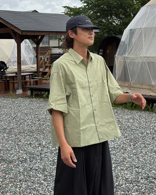 Pocket striped half shirt