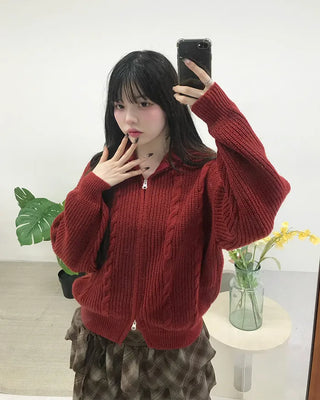 Cable knit oversized cardigan