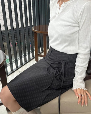 Striped midi skirt