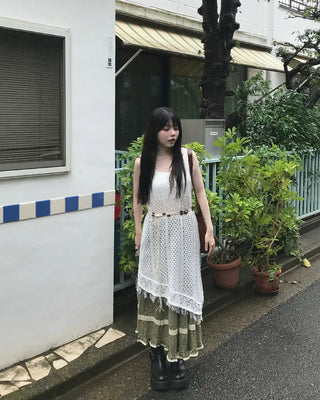 Floral lace tiered skirt