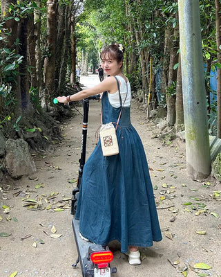 Smoked denim long dress