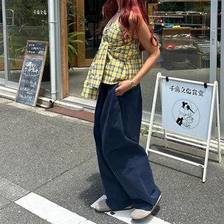 Checked Ribbon Shirt Tube Top