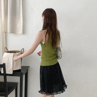 Ribbed halter knit sleeveless top
