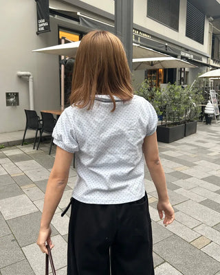 Front Gathered Dot T-Shirt