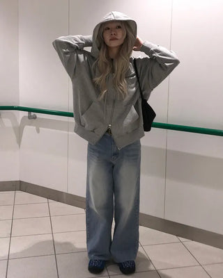 Semi-straight denim pants
