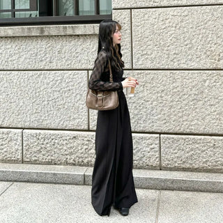 Pintuck wide slacks