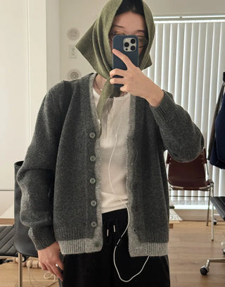 Color-blocked layered cardigan
