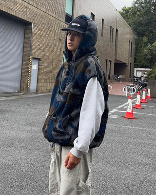 Camouflage fleece hooded vest