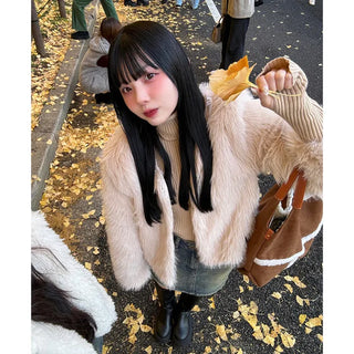 Fur cropped jacket