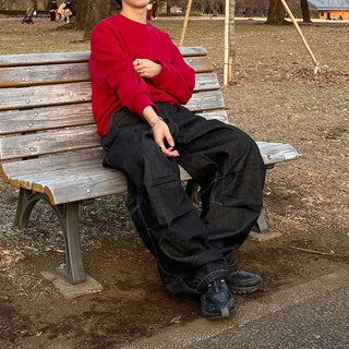 (Unisex) Stitched Balloon Denim Pants