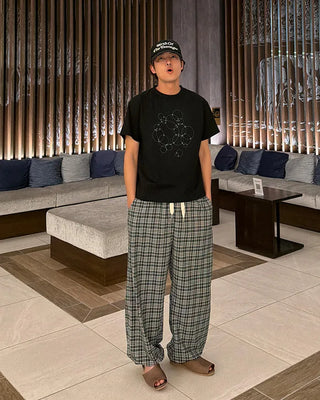 Checked Easy Wide Pants